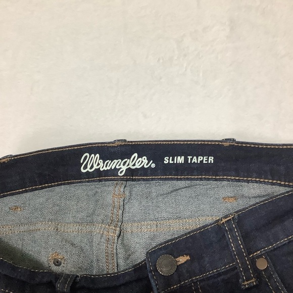 Wrangler Men’s Slim Fit Jeans Taper Dark Wash Rinsed Selvedge Size 36 x 34 - Picture 3 of 8